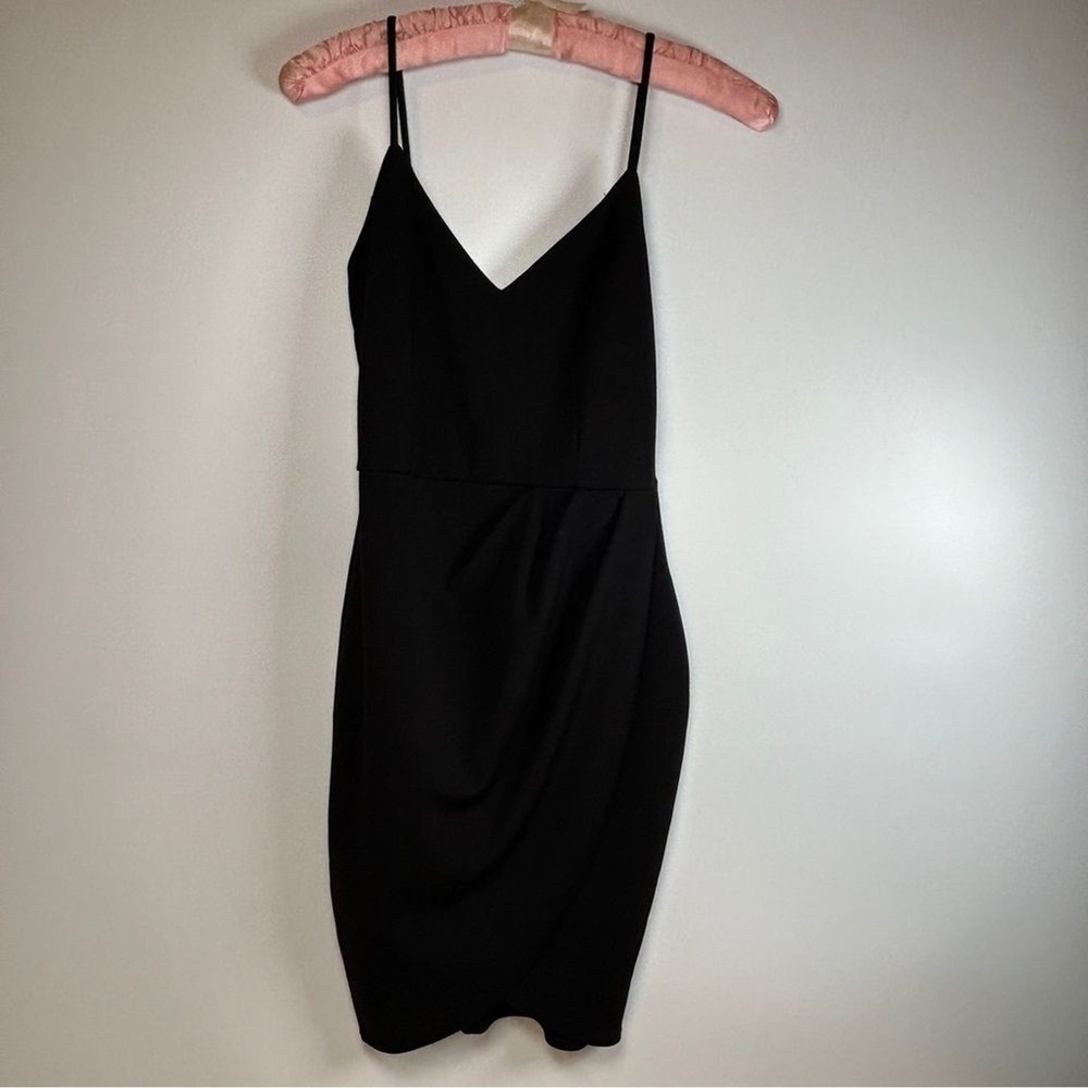 Lulus Black Mini Dress Small Spaghetti Strap Bodycon Minimalist LBD Date Night - Picture 11 of 11